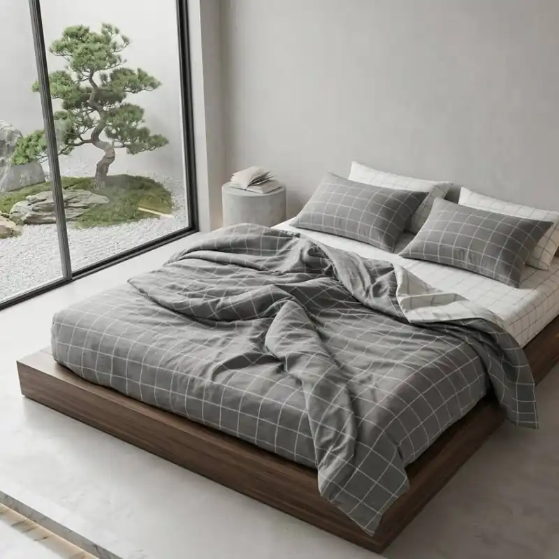 Completo Letto 1 Piazza e Mezza 100% Cotone | Quadri grigio