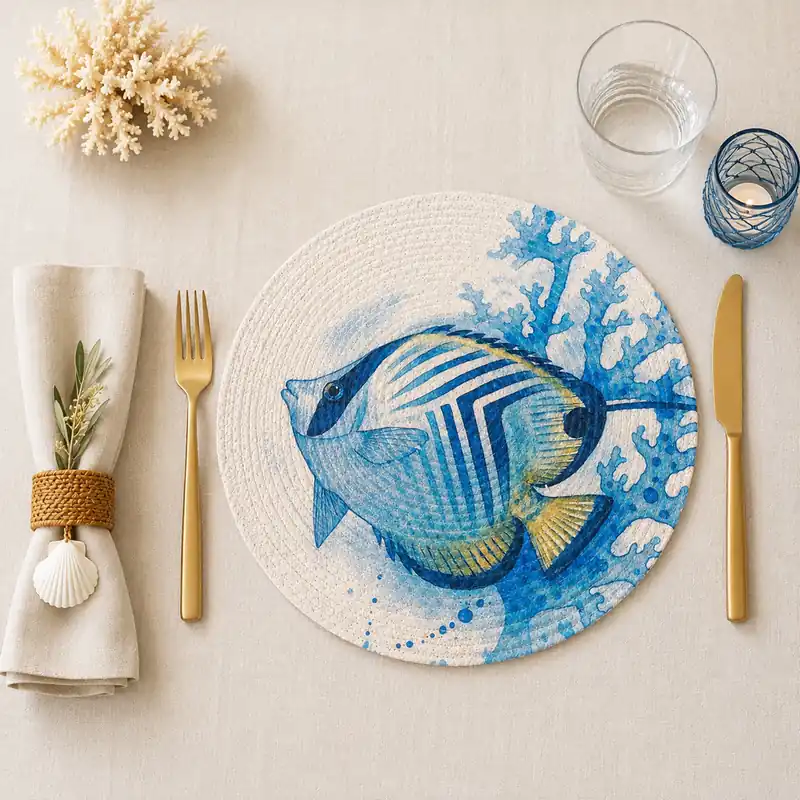 Sottopiatto 36 cm Resistente Fantasia Marina Fish | Facile da Pulire