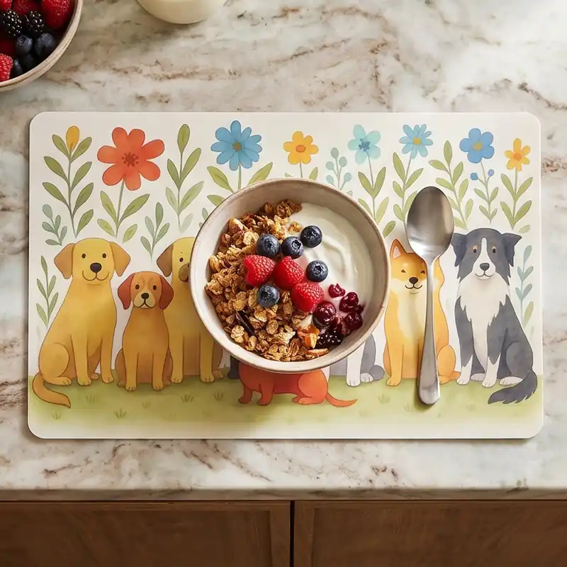 Tovaglietta Americana Flower Dog Antimacchia e Lavabile