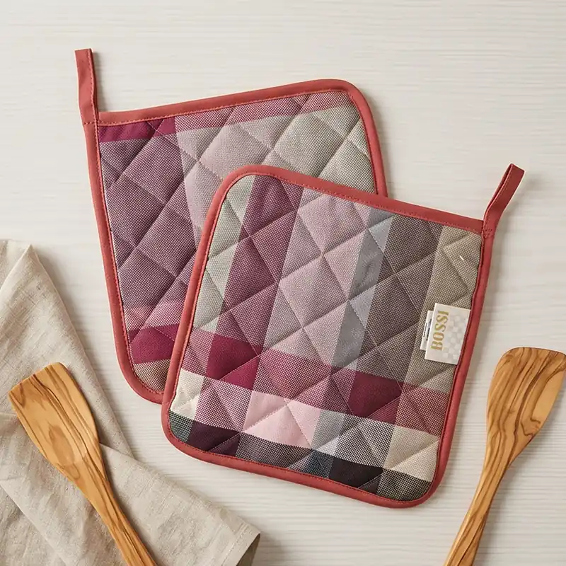 BOSSI CASA | Coppia di Presine Cucina in cotone 1435 rosa 20x20