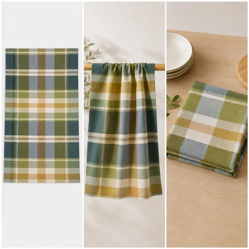 Strofinaccio cucina scozzese verde 60x80 Bossi Casa tinto filo