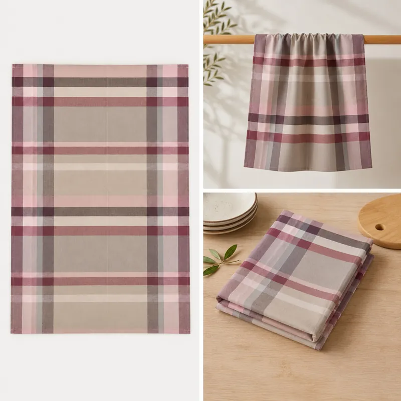 Canovaccio cucina rosa cipria 60x80 Bossi Casa tinto filo