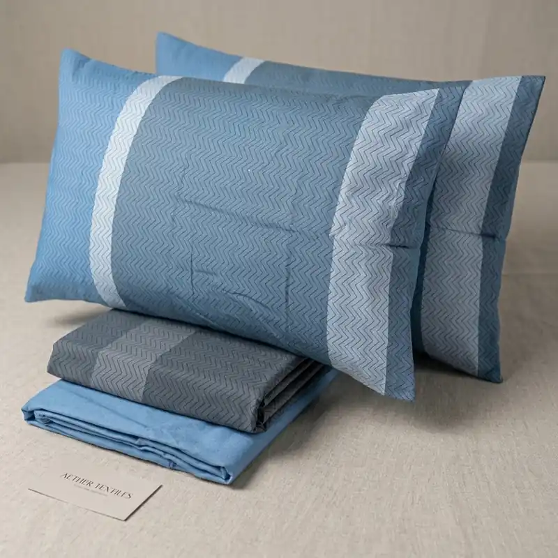 Copripiumino in cotone matrimoniale Bassetti Nostalgia zig-zag blu