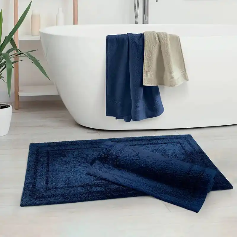 Tappeto Bagno 100% Cotone Gabel Atmosfera 70x140 Blu Navy
