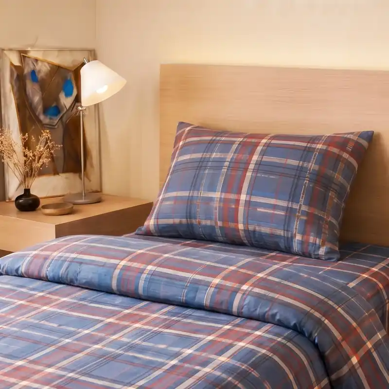 Copripiumone piazza e mezza Bassetti Kilt B2 scozzese turchese