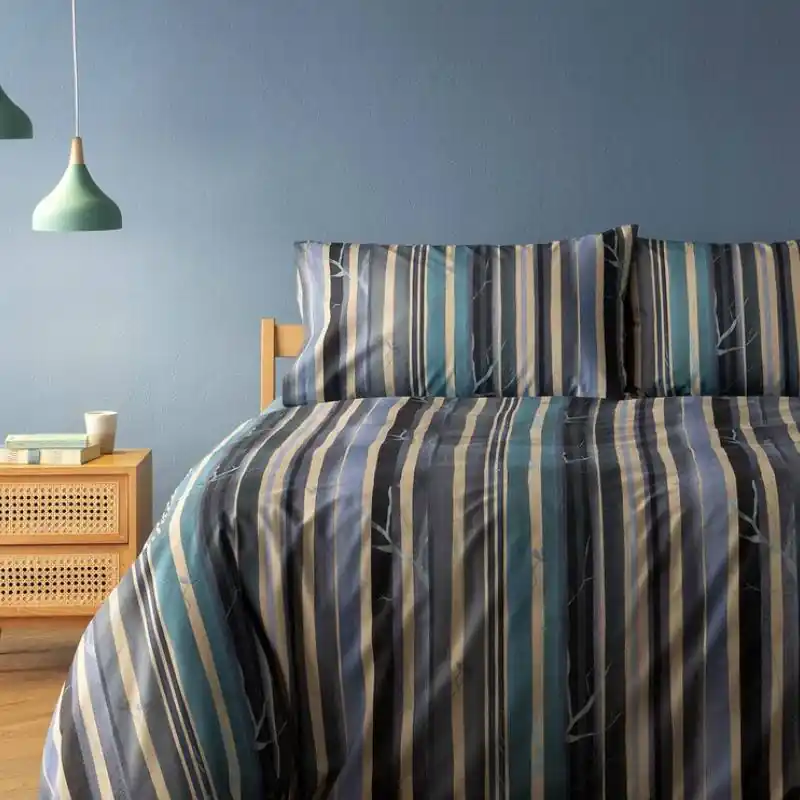 BASSETTI | Completo copripiumone Grove B2 blu piazza e mezza