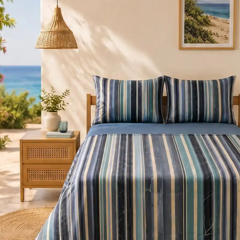 Completo Letto Francese Bassetti Grove B1 Blu Cotone