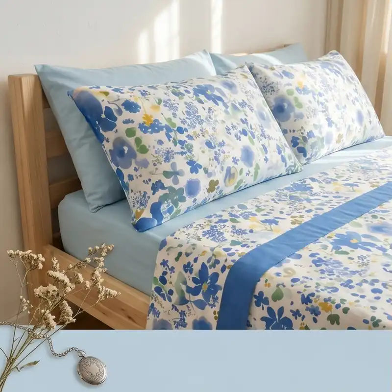 Set Lenzuola Matrimoniali Floreali Gabel Maiori | Azzurro