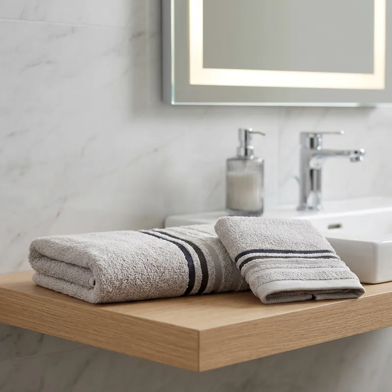 Coppia Asciugamani grigio perla: Corredo Bagno Moderno