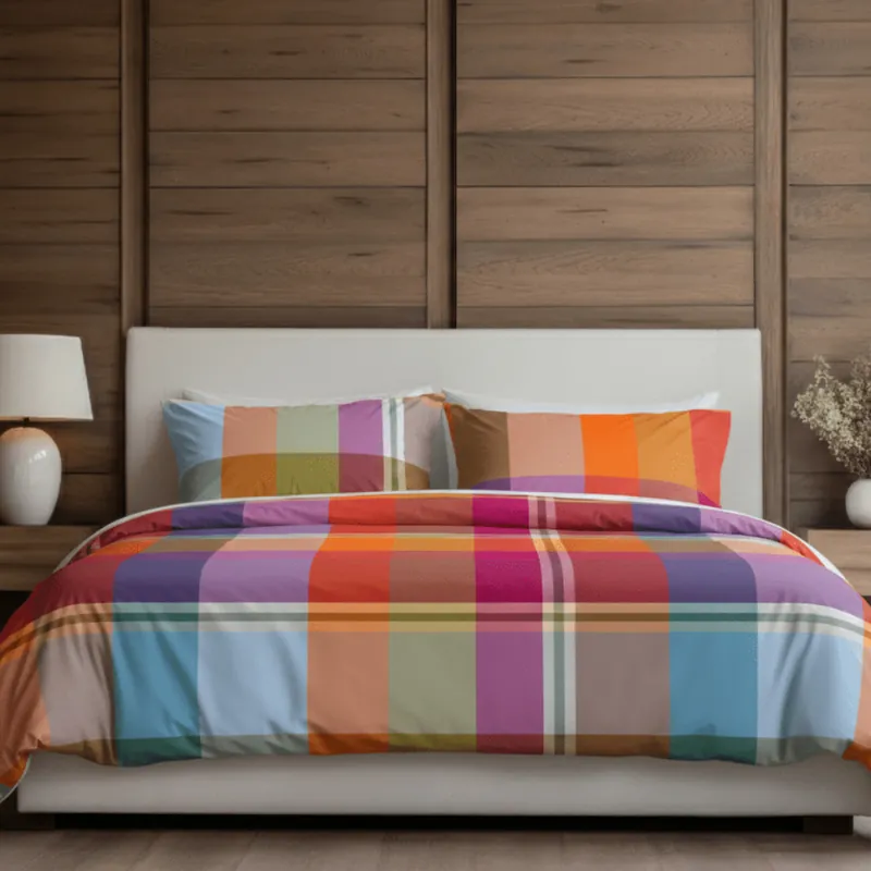 Set lenzuola piazza e mezza Bossi PARROT 7608 tinto filo multicolor