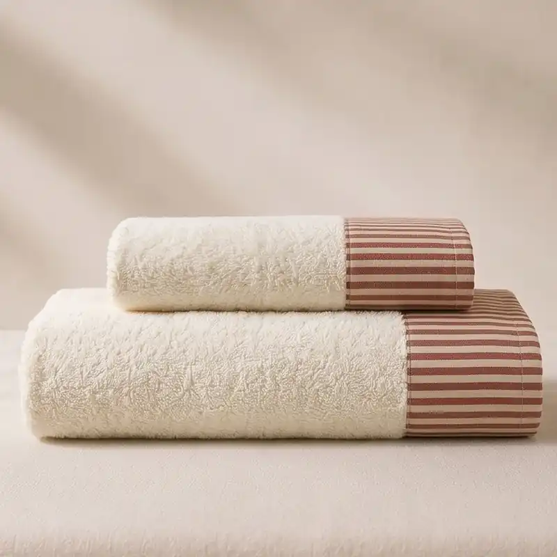 Set Asciugamano viso+ospite Shabby panna a Righe rosa Delicato