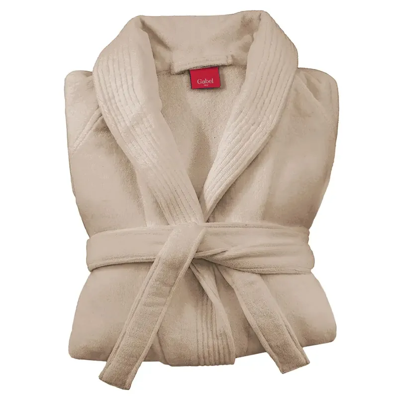 Accappatoio sciallato Gabel Mille Velour beige | Spugna Italiana 400 gr