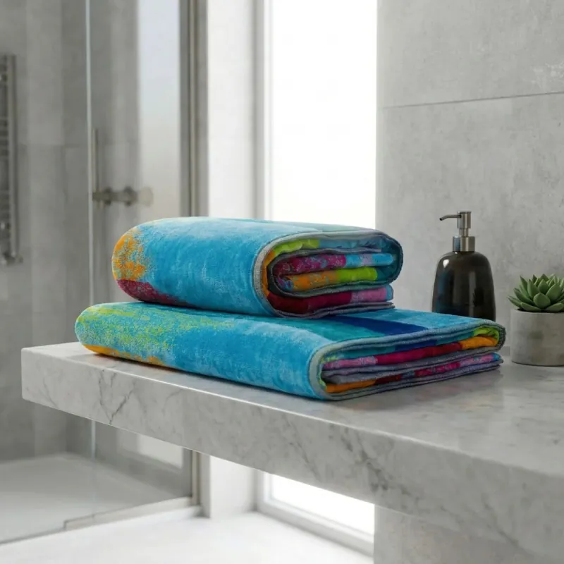 Coppia di spugne asciugamano viso+ospite Carrara Jamaica turchese