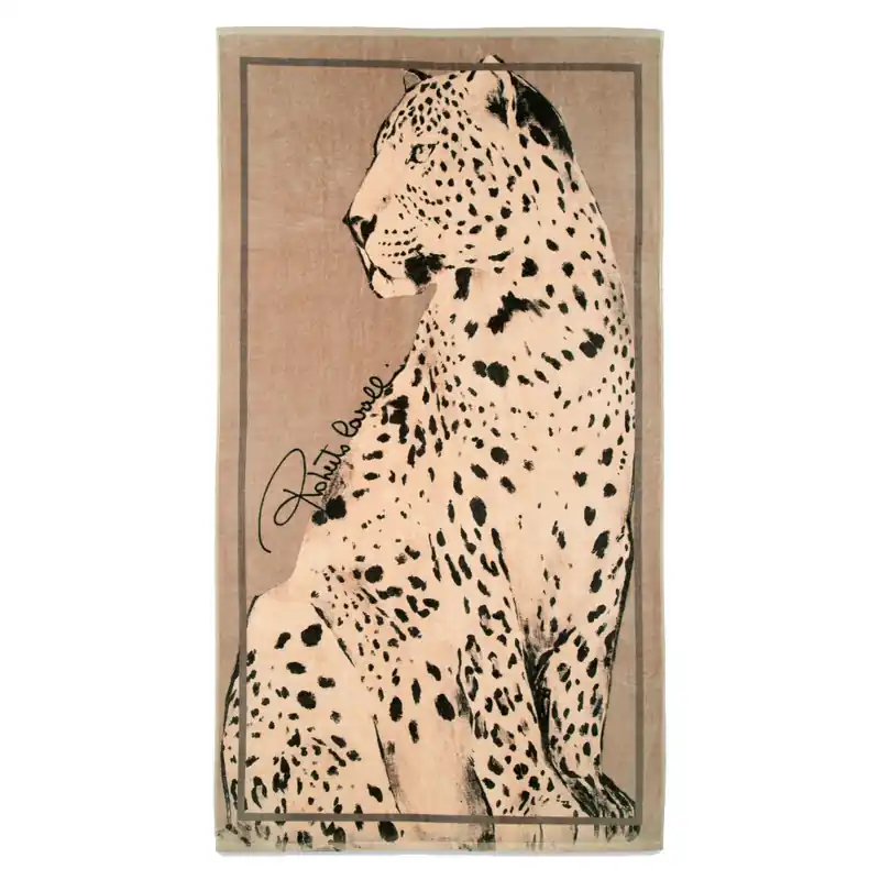 Telo mare spiaggia 100% spugna ROBERTO CAVALLI Big Cat Stone