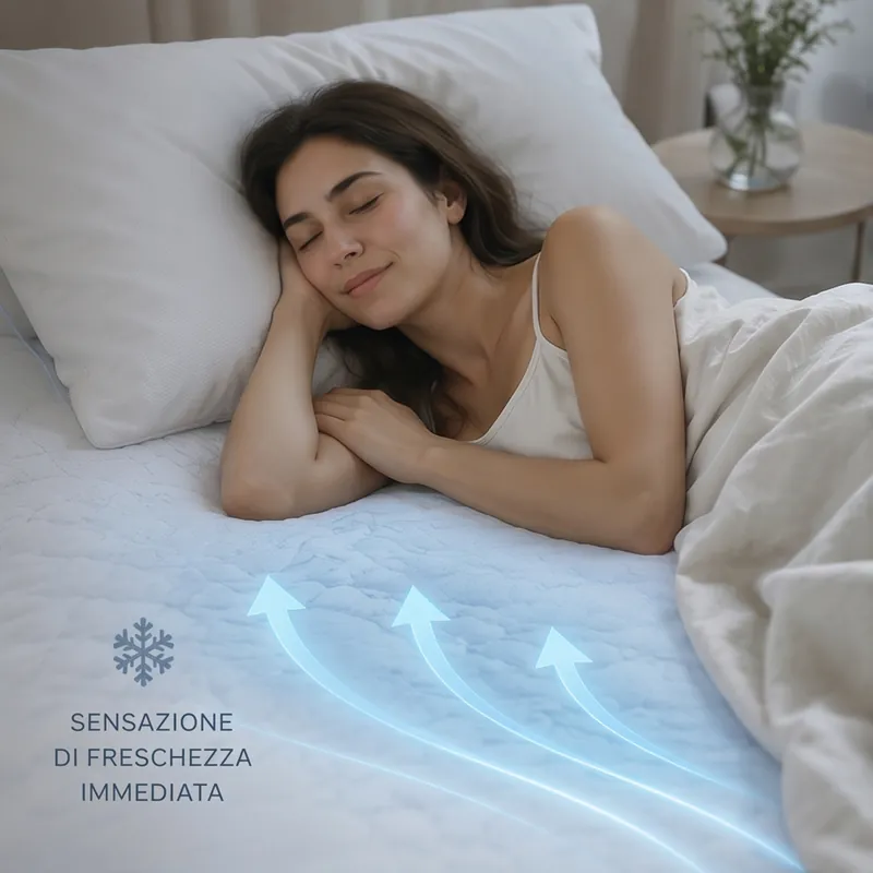 Coprimaterasso con angoli rinfrescante matrimoniale 180x200x27