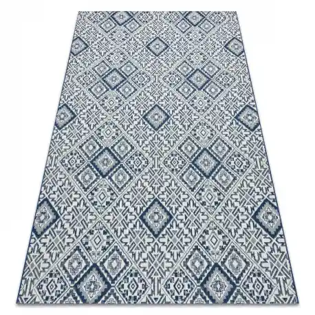 Tappeto DI SPAGO SIZAL COLOR 19247/699 Quadri Rombi Piastrelle Blu