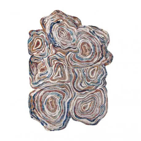 Tappeto TINE 75312A Albero Legna - moderno, forma irregolare terracotta / blu