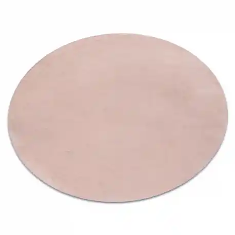 Tappeto POSH cerchio Shaggy rosa cipria peluche, antiscivolo, lavabile