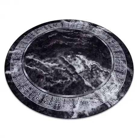 Tappeto lavabile MIRO 51199.807 cerchio Marmo, greco antiscivolo - nero / bianca