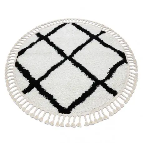 Tappeto BERBER CROSS cerchio bianca Frange berbero marocchino shaggy