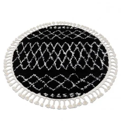 Tappeto BERBER ETHNIC G3802 cerchio nero / bianco Frange berbero marocchino shaggy