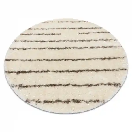 Tappeto FLUFFY 2371 cerchio shaggy strisce - crema / beige