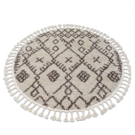 Tappeto BERBER TANGER B5940 cerchio crema / marrone Frange berbero marocchino shaggy