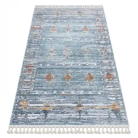Tappeto moderno BELLE BF13C blu / beige Frange