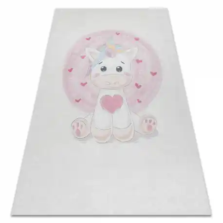 Tappeto lavabile BAMBINO 1128 Unicorno per bambini antiscivolo - crema