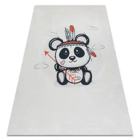 Tappeto lavabile BAMBINO 1129 panda per bambini antiscivolo - crema