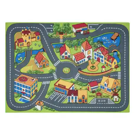 TAPPETO REBEL ROADS Country life 90 Villaggio, antiscivolo per bambini - grigio