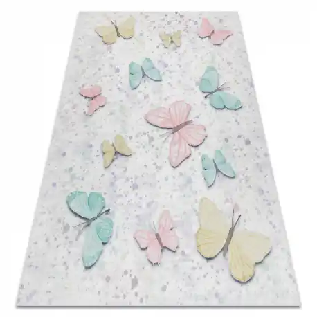 Tappeto lavabile BAMBINO 1610 Farfalle per bambini antiscivolo - crema