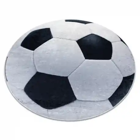 Tappeto lavabile BAMBINO 2139 cerchio - calcio per bambini antiscivolo - nero / bianca