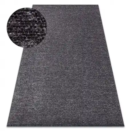 Tappeto FLORENCE 24021 Monocolore, glamour, tessitura piatta, frange - antracite