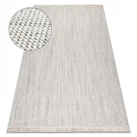 Tappeto NANO EO78B Melange, loop, tessuto piatto bianco / grigio