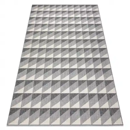 Tappeto SPRING 20406332 quadri triangoli, di corda, ad anello - grigio