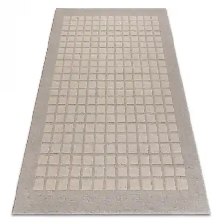 Tappeto in lana TEXTURA 488.09.LA110 OSTA - Piazze, cornice geometrica strutturale grigio / beige