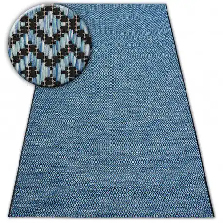 Tappeto DI SPAGO SIZAL LOFT 21144 ROMBI ZIGZAG blu/nero/argento