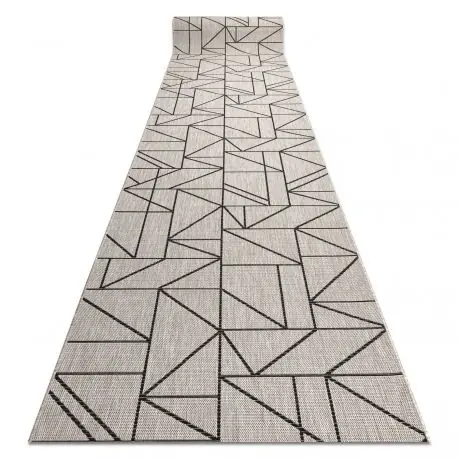 PASSATOIA SIZAL FLOORLUX disegno 20605 TRIANGOLI, GEOMETRICO argento / nero