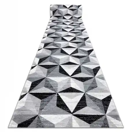 Passatoia ARGENTO - W6096 TRIANGOLI 3D grigio / nero
