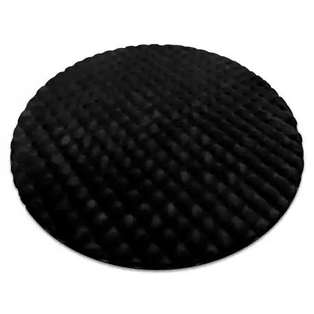 Tappeto BUBBLE cerchio nero 25 IMITAZIONE PELLICCIA DI CONIGLIO 3D strutturale