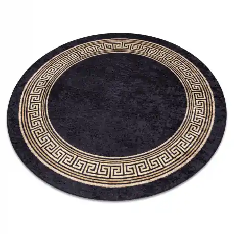 Tappeto lavabile MIRO 51199.806 cerchio Greco antiscivolo - nero / oro