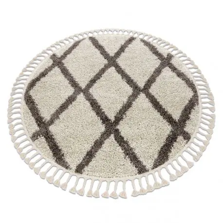 Tappeto BERBER TROIK cerchio crema Frange berbero marocchino shaggy