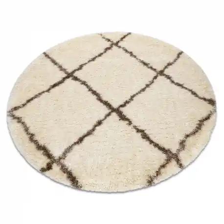 Tappeto FLUFFY 2373 cerchio shaggy traliccio - crema / beige