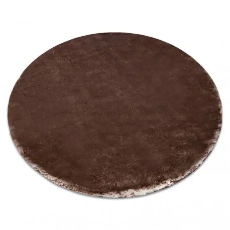 Tappeto da lavaggio moderno LAPIN shaggy, circle antisdrucciolevole avorio / cioccolato