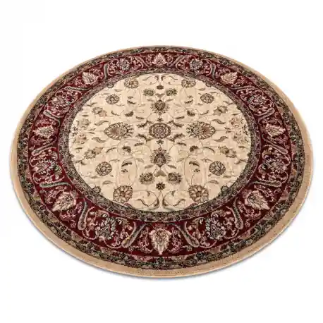 Tappeto di lana OMEGA cerchio ARIES fiori rubino chiaro