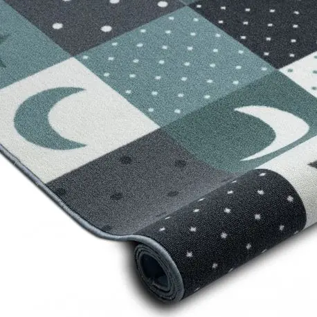 Tappeto per bambini STARS stelle turchese / grigio
