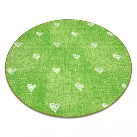 Tappeto per bambini HEARTS cerchio Jeans, vintage cuori - verde