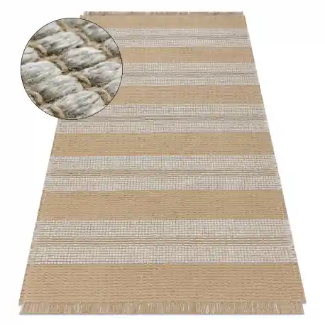 Tappeto JUTA 3734 beige / grigio righe - juta, tessitura piatta, frange