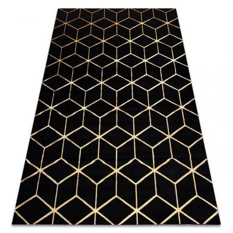 Tappeto moderno 3D GLOSS 409C 86 Cubo elegante, glamour, art deco nero / oro